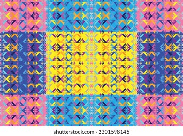 Ethnic zigzag pattern in retro colors, Aztec style seamless vector background