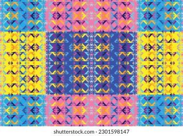 Patrón de zigzag étnico en colores retro, estilo azteca fondo vectorial sin costura