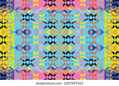 Ethnic zigzag pattern in retro colors, Aztec style seamless vector background