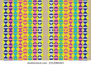 Patrón de zigzag étnico en colores retro, estilo azteca fondo vectorial sin costura