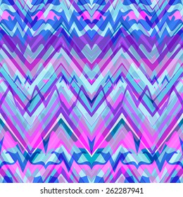 Ethnic zigzag pattern in retro colors, aztec style seamless vector background 