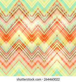 Ethnic zigzag pattern in retro colors, aztec style seamless vector background 