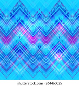 Ethnic zigzag pattern in retro colors, aztec style seamless vector background 
