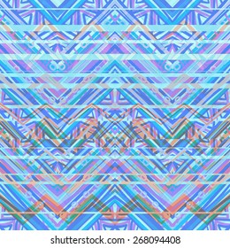 Ethnic zigzag pattern in retro colors, aztec style seamless vector background 