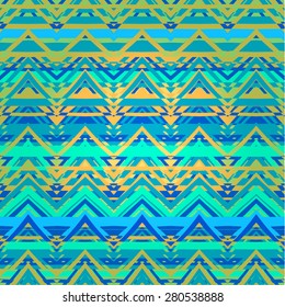 Ethnic zigzag pattern in retro colors, Aztec style seamless vector background 