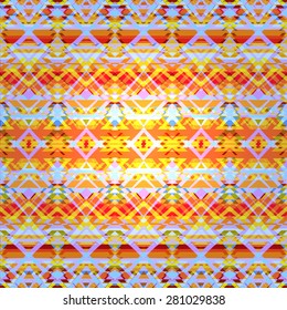 Ethnic zigzag pattern in retro colors, Aztec style seamless vector background 