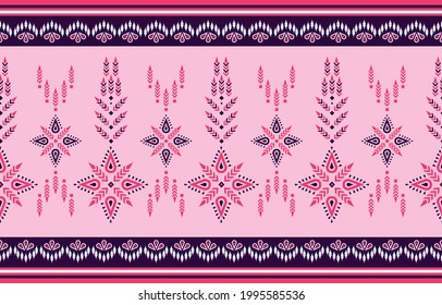 Ethnic zigzag pink background. Seamless pattern in tribal, folk embroidery, and Mexican style. Aztec geometric art ornament print.Design for carpet, wallpaper, clothing, wrapping, fabric, cover