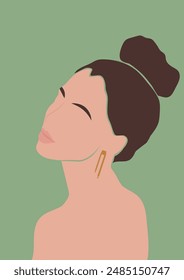 Ethnical abstract vector of woman, minimalistic vector woman lines, illustration of beautiful woman, colorful silhouette of woman