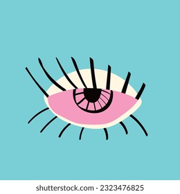 Ethnical magical mystical eye. illustration in modern hand drawn doodle style