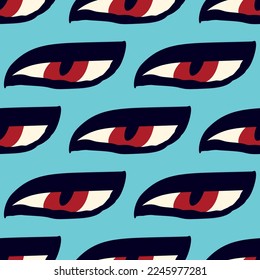 Ethnical magical mystical eyes seamless pattern. Vector illustration in doodle style