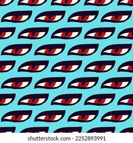 Ethnical magical mystical eyes seamless pattern. Vector illustration in doodle style