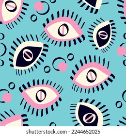 Patrón mágico ético con ojos. Ilustración del vector
