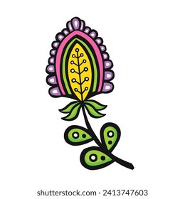 ethnically stylized bright lavender bud, vector