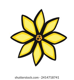 ethnically stylized bright orange sunflower, vector