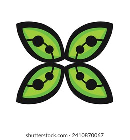 hoja de trébol verde de estilo étnico, vector