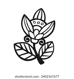 flor blanca y negra india, vectorial