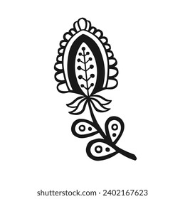ethnically stylized linear outline of a lavender bud, vector without color