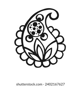 contorno paisajístico lineal de estilo étnico, vector sin color