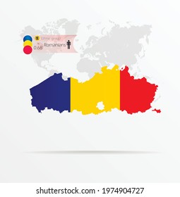 The ethnicities in Flemish region, ethnic group Romanians . Map Flemish region combined with Romania flag.