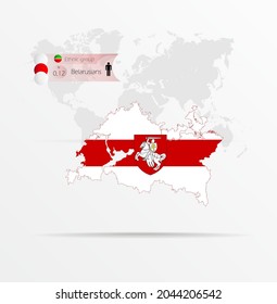 The ethnicities in Tatarstan, ethnic group Belarusians ethnic groups. Map Tatarstan combined with Belarusians ethnic groups flag.