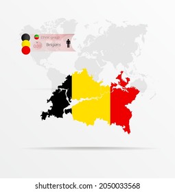 The ethnicities in Tatarstan, ethnic group Belgians ethnic groups. Map Tatarstan combined with Belgians ethnic groups flag.