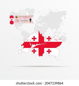 The ethnicities in Tatarstan, ethnic group Georgians ethnic groups. Map Tatarstan combined with Georgians ethnic groups flag.
