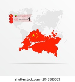 The ethnicities in Tatarstan, ethnic group Han Chinese people ethnic groups. Map Tatarstan combined with Han Chinese people ethnic groups flag.