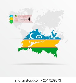 The ethnicities in Tatarstan, ethnic group Karakalpaks ethnic groups. Map Tatarstan combined with Karakalpaks ethnic groups flag.