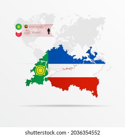 The ethnicities in Tatarstan, ethnic group Khakas ethnic groups. Map Tatarstan combined with Khakas ethnic groups flag.