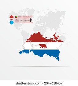 The ethnicities in Tatarstan, ethnic group Komi-Permyaks ethnic groups. Map Tatarstan combined with Komi-Permyaks ethnic groups flag.
