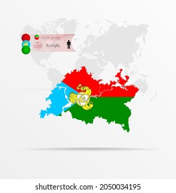 The ethnicities in Tatarstan, ethnic group Kumyks ethnic groups. Map Tatarstan combined with Kumyks ethnic groups flag.