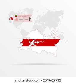 The ethnicities in Tatarstan, ethnic group Lipka Tatars ethnic groups. Map Tatarstan combined with Lipka Tatars ethnic groups flag.