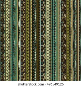 Ethnicity seamless pattern. Boho style. Ethnic wallpaper. Tribal art print. Old abstract borders background texture