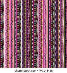 Ethnicity seamless pattern. Boho style. Ethnic wallpaper. Tribal art print. Old abstract borders background texture