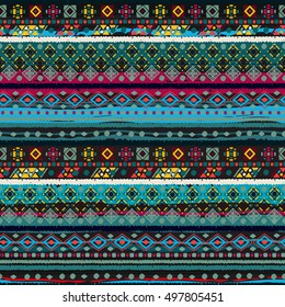 Ethnicity seamless pattern. Boho style. Ethnic wallpaper. Tribal art print. Old abstract borders background texture