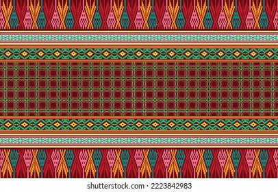 Ethnic-style seamless vector pattern. Tribal motif on a geometric background. Printing ornaments for paper, wallpaper, covers, textiles, fabric, apparel, and other materials