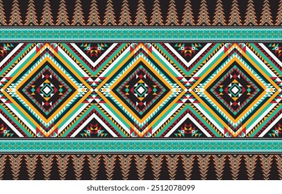 Patrón de Vector sin costuras de estilo étnico. Motivo tribal sobre fondo geométrico. Adornos de impresión para papel, Fondo de pantalla, cubiertas, textiles, tela, ropa y otros materiales