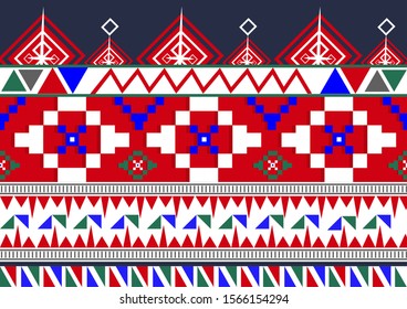 EthnincPattern BackGround Colorful, Red Blue Green and White Colors Geometric Sealess Pattern Illustration, Geometric Pattern Design Background and Wallpaper.