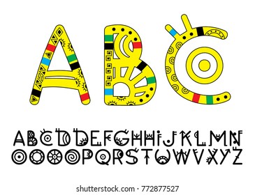 Ethno alphabet set. Isolated on white background.