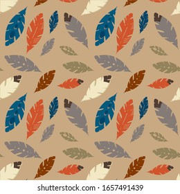 ethno boho pattern with feathers. vector graphics