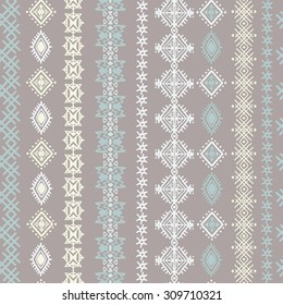 Ethno boho seamless border ornament. Tribal art print. Colorful repeating background. Cloth design, wallpaper, wrapping