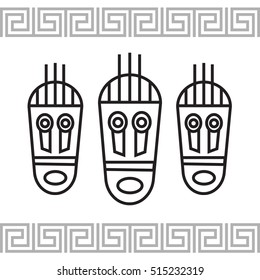 Ethno card with mask and border vector illustration