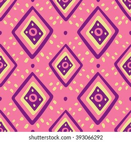 Ethno seamless pattern, boho ornament. Tribal art print, background for fabric design, wallpaper, wrapping.