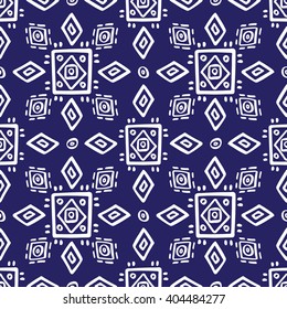 Ethno seamless pattern, boho ornament. Tribal art print, background for fabric design, wallpaper, wrapping.