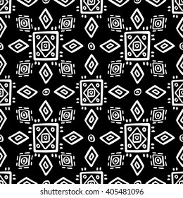 Ethno seamless pattern, boho ornament. Tribal art print, background for fabric design, wallpaper, wrapping.