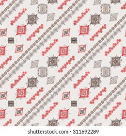 Ethno seamless pattern. Ethnic boho repeatable ornament. Tribal art background. Fabric design, wallpaper, wrapping