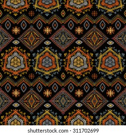 Ethno seamless pattern. Ethnic boho repeatable ornament. Tribal art background. Fabric design, wallpaper, wrapping