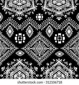 Ethno seamless pattern. Ethnic boho repeatable ornament. Tribal art background. Fabric design, wallpaper, wrapping