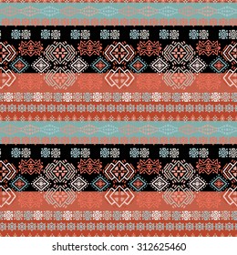 Ethno seamless pattern. Ethnic boho repeatable ornament. Tribal art background. Fabric design, wallpaper, wrapping