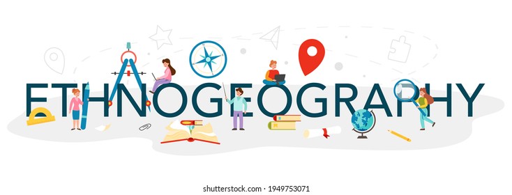 Ethnogeographische typografische Kopfzeile. Untersuchung der geografischen Verteilung der Rassen